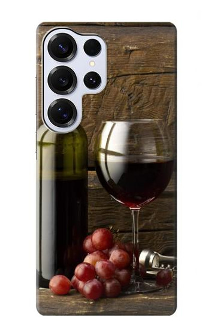 S1316 Raisins Bouteille et un verre de vin rouge Etui Coque Housse pour Samsung Galaxy S25 Ultra