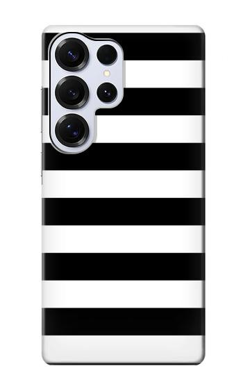 S1596 Noir et blanc rayé Etui Coque Housse pour Samsung Galaxy S25 Ultra