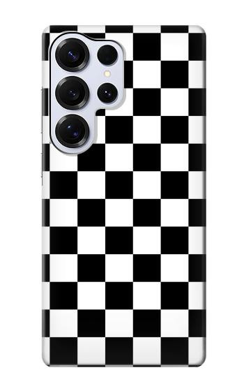 S1611 Échiquier Damier Noir Blanc Etui Coque Housse pour Samsung Galaxy S25 Ultra