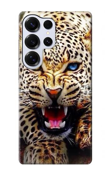 S1932 Bleu yeux Léopard Etui Coque Housse pour Samsung Galaxy S25 Ultra