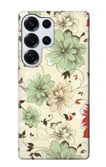 S2179 Motif Fleur Floral Art Millésime Etui Coque Housse pour Samsung Galaxy S25 Ultra