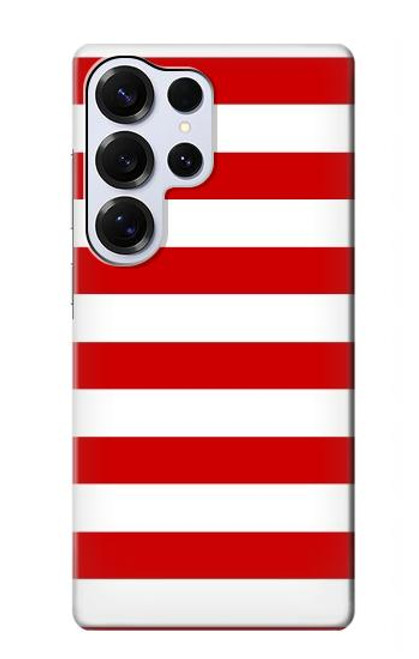 S2364 Rouge et blanc rayé Etui Coque Housse pour Samsung Galaxy S25 Ultra