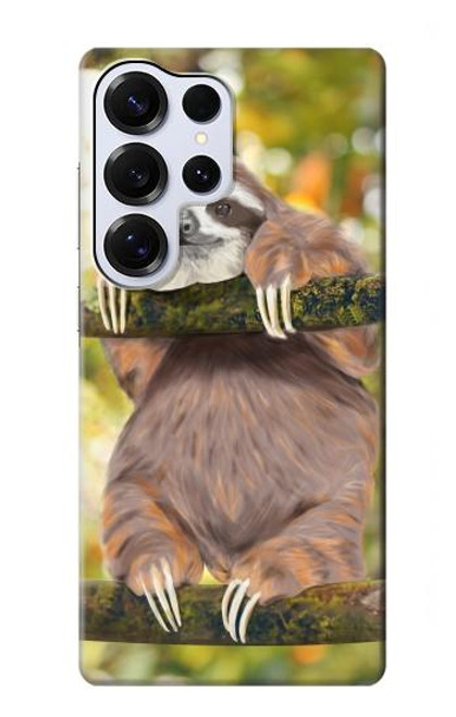 S3138 Peinture mignon bébé Sloth Etui Coque Housse pour Samsung Galaxy S25 Ultra