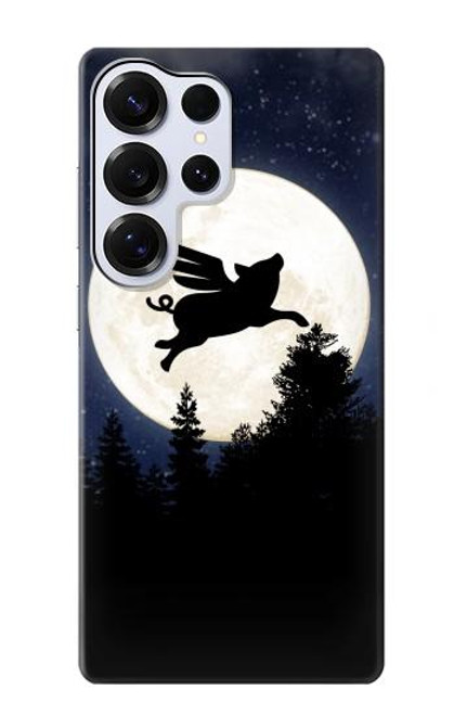 S3289 Cochon Volant Pleine Lune Nuit Etui Coque Housse pour Samsung Galaxy S25 Ultra