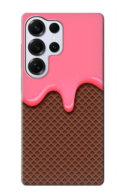 S3754 Cornet de crème glacée à la fraise Etui Coque Housse pour Samsung Galaxy S25 Ultra