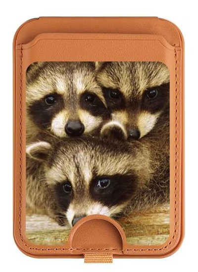 S0977 Les ratons laveurs bébé Magnetic Card Holder Wallet Stand with MagSafe for iPhone 16 15 14 13 Pro Max