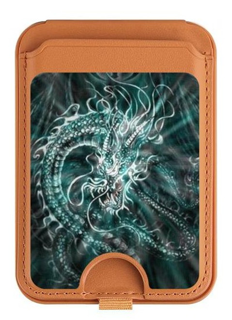 S1006 Numérique dragon chinois Magnetic Card Holder Wallet Stand with MagSafe for iPhone 16 15 14 13 Pro Max