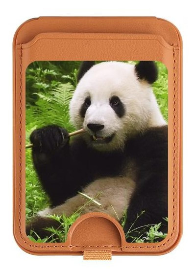 S1073 Panda Prenez plaisir à manger Magnetic Card Holder Wallet Stand with MagSafe for iPhone 16 15 14 13 Pro Max