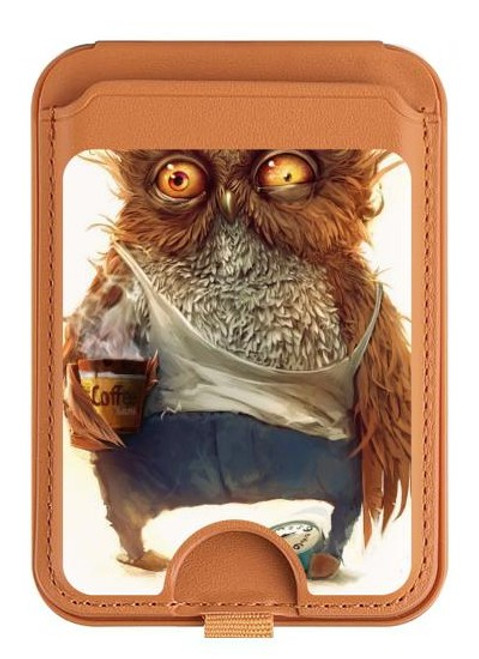 S1133 Réveillez-vous Chouette Magnetic Card Holder Wallet Stand with MagSafe for iPhone 16 15 14 13 Pro Max