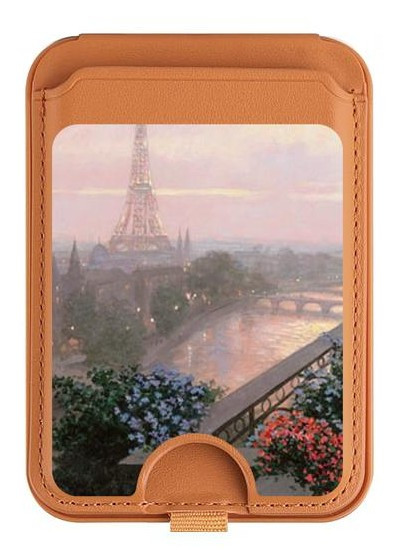 S1443 Terrasse à Paris Eifel Magnetic Card Holder Wallet Stand with MagSafe for iPhone 16 15 14 13 Pro Max