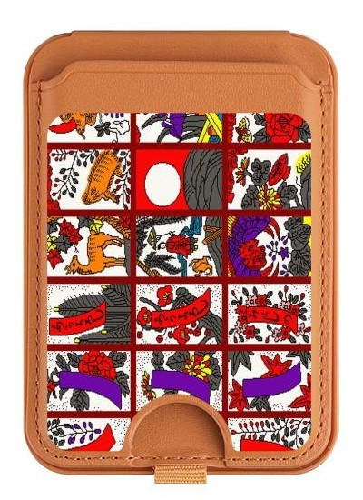 S1923 Hanafuda japonaise Carte de fleur Magnetic Card Holder Wallet Stand with MagSafe for iPhone 16 15 14 13 Pro Max
