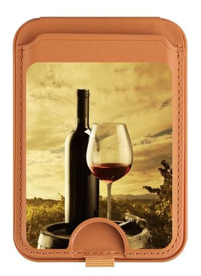 S2042 Raisin Vignoble Raisins Bouteille Rouge Vin Magnetic Card Holder Wallet Stand with MagSafe for iPhone 16 15 14 13 Pro Max