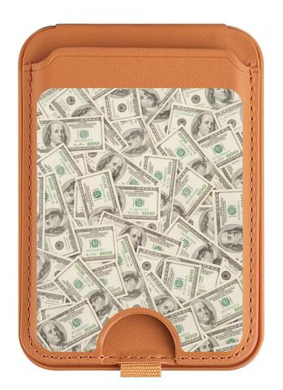 S2077 Billets Dollar argent Magnetic Card Holder Wallet Stand with MagSafe for iPhone 16 15 14 13 Pro Max