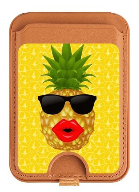 S2443 Baiser drôle d'ananas Lunettes de soleil Magnetic Card Holder Wallet Stand with MagSafe for iPhone 16 15 14 13 Pro Max