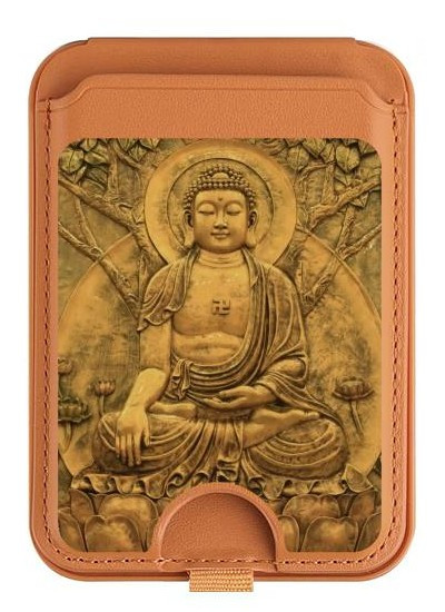 S2452 Bouddha Bas relief Art Imprimé Graphique Magnetic Card Holder Wallet Stand with MagSafe for iPhone 16 15 14 13 Pro Max