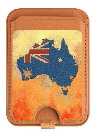 S2494 Australie Drapeau Carte texture de la roche Magnetic Card Holder Wallet Stand with MagSafe for iPhone 16 15 14 13 Pro Max