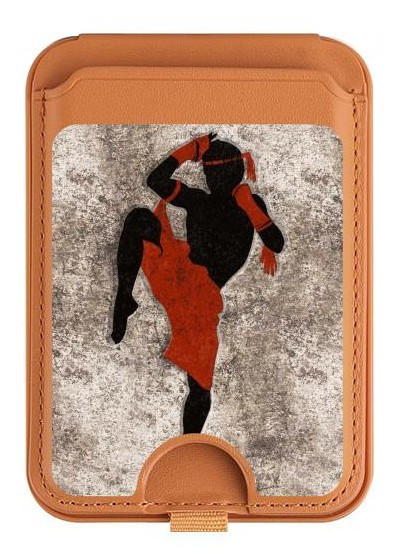 S2634 Muay Thai Kickboxing Art Martial Magnetic Card Holder Wallet Stand with MagSafe for iPhone 16 15 14 13 Pro Max