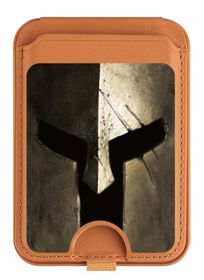 S2673 Spartan Guerrier Casque Magnetic Card Holder Wallet Stand with MagSafe for iPhone 16 15 14 13 Pro Max