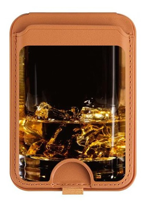 S2742 Verre de glace Whisky Magnetic Card Holder Wallet Stand with MagSafe for iPhone 16 15 14 13 Pro Max