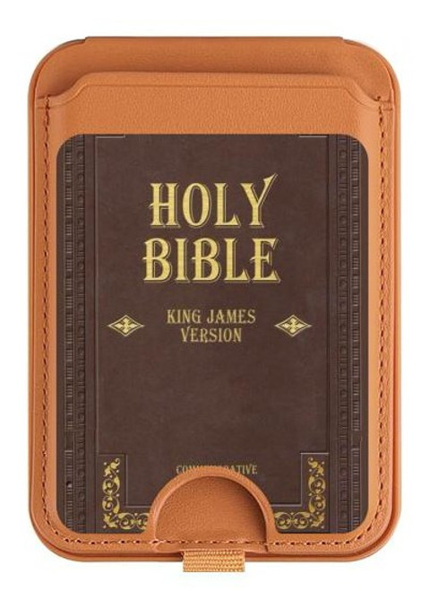 S2889 Holy Bible King James Version Couverture Magnetic Card Holder Wallet Stand with MagSafe for iPhone 16 15 14 13 Pro Max