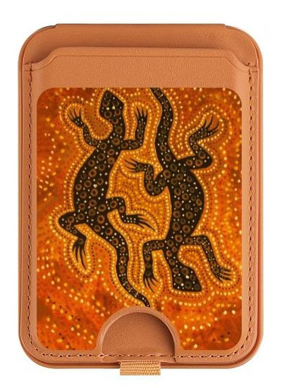 S2901 Lezard Art autochtone Magnetic Card Holder Wallet Stand with MagSafe for iPhone 16 15 14 13 Pro Max