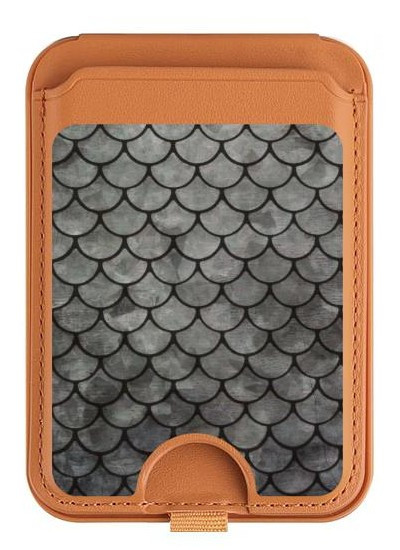 S2950 Echelle Argent Poisson Magnetic Card Holder Wallet Stand with MagSafe for iPhone 16 15 14 13 Pro Max