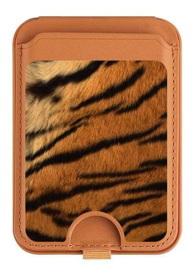 S2962 Tigre Stripes imprimé graphique Magnetic Card Holder Wallet Stand with MagSafe for iPhone 16 15 14 13 Pro Max