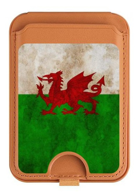 S2976 Pays de Galles Football Football Drapeau Magnetic Card Holder Wallet Stand with MagSafe for iPhone 16 15 14 13 Pro Max