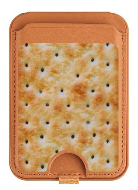 S2987 Crème Biscuits Cracker Magnetic Card Holder Wallet Stand with MagSafe for iPhone 16 15 14 13 Pro Max