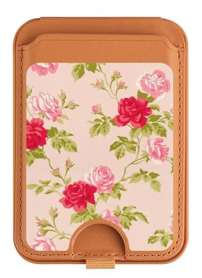 S3037 Jolie Flora Rose Cottage Magnetic Card Holder Wallet Stand with MagSafe for iPhone 16 15 14 13 Pro Max