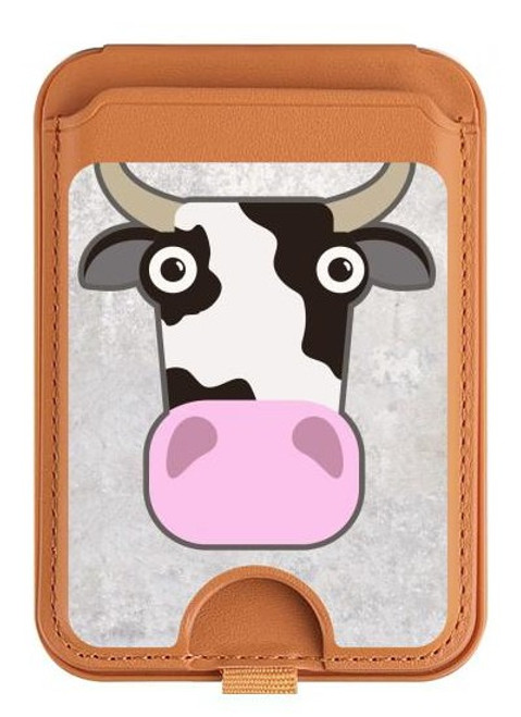 S3257 Vache Dessin animé Magnetic Card Holder Wallet Stand with MagSafe for iPhone 16 15 14 13 Pro Max