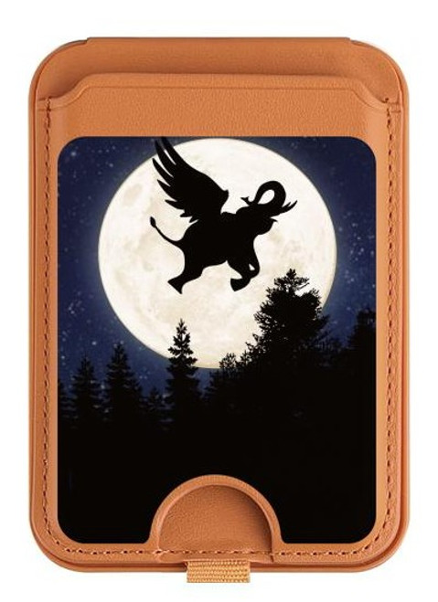 S3323 Voler l'Eléphant Nuit de pleine lune Magnetic Card Holder Wallet Stand with MagSafe for iPhone 16 15 14 13 Pro Max