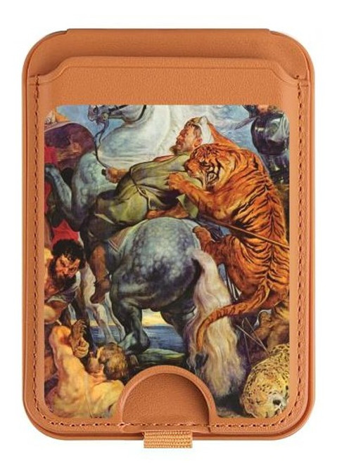 S3331 Peter Paul Rubens Tigre und Lowenjagd Magnetic Card Holder Wallet Stand with MagSafe for iPhone 16 15 14 13 Pro Max
