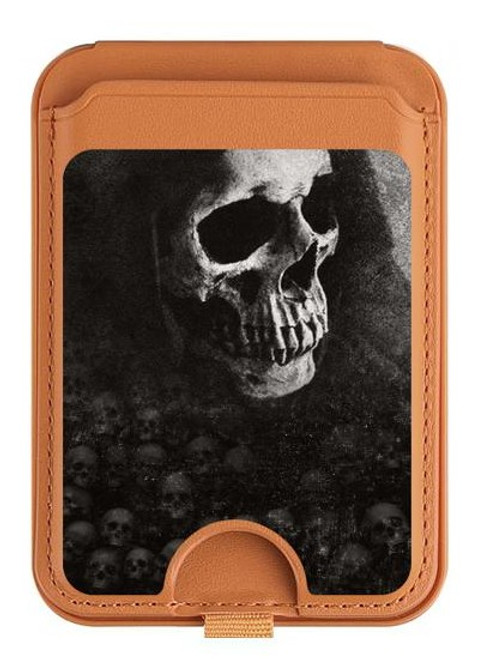 S3333 Crâne mort Faucheuse Magnetic Card Holder Wallet Stand with MagSafe for iPhone 16 15 14 13 Pro Max