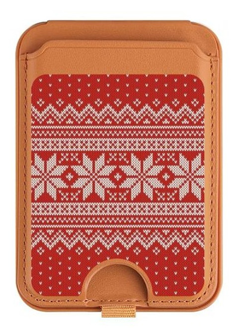 S3384 Motif d'hiver sans couture tricot Magnetic Card Holder Wallet Stand with MagSafe for iPhone 16 15 14 13 Pro Max