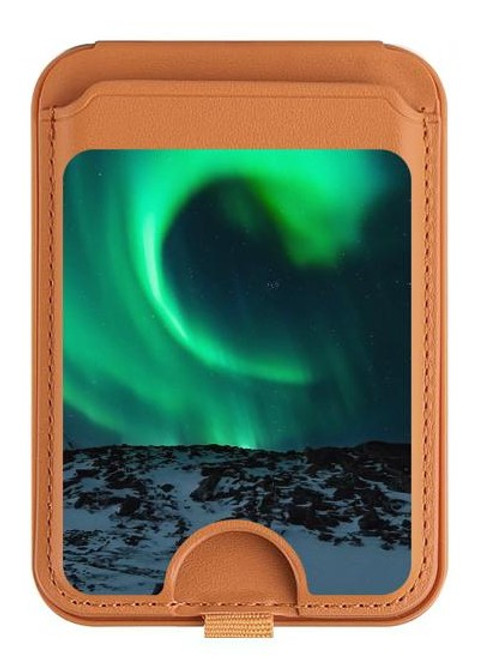 S3667 Aurora Northern Light Magnetic Card Holder Wallet Stand with MagSafe for iPhone 16 15 14 13 Pro Max