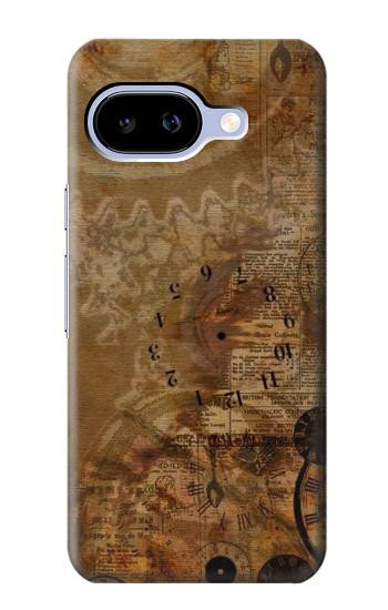 S3456 Papier Steampunk Horloge millésimé Etui Coque Housse pour Google Pixel 9a