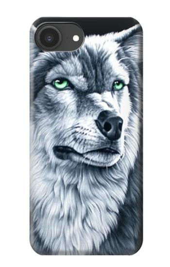 S0123 Loup blanc Etui Coque Housse pour iPhone 16e, 17e