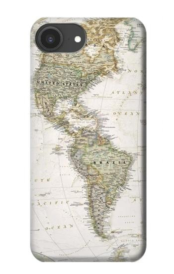 S0604 Carte du monde Etui Coque Housse pour iPhone 16e, 17e