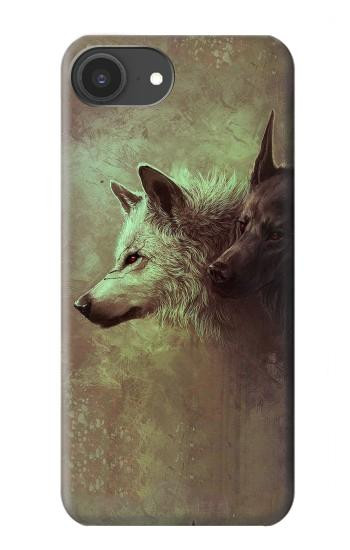 S0931 Loup Blanc Noir Etui Coque Housse pour iPhone 16e