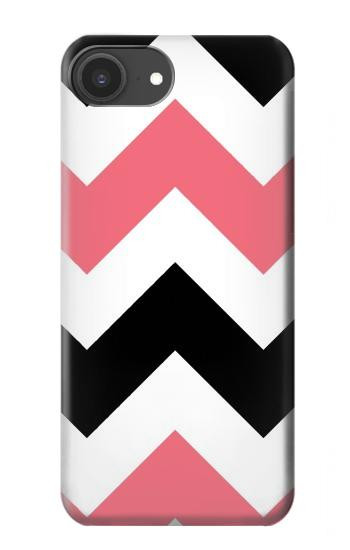 S1849 Rose Noir Chevron Zigzag Etui Coque Housse pour iPhone 16e, 17e