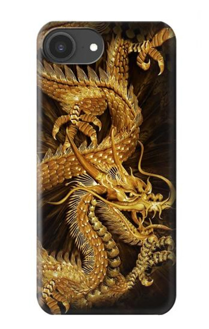 S2804 Dragon d'or imprimé chinois Etui Coque Housse pour iPhone 16e