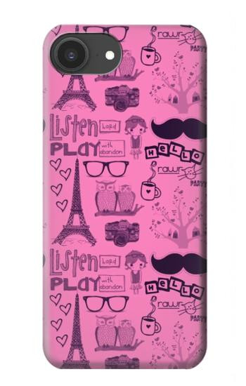 S2885 Paris Rose Etui Coque Housse pour iPhone 16e, 17e