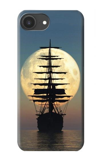 S2897 Pirate Ship Lune Nuit Etui Coque Housse pour iPhone 16e, 17e
