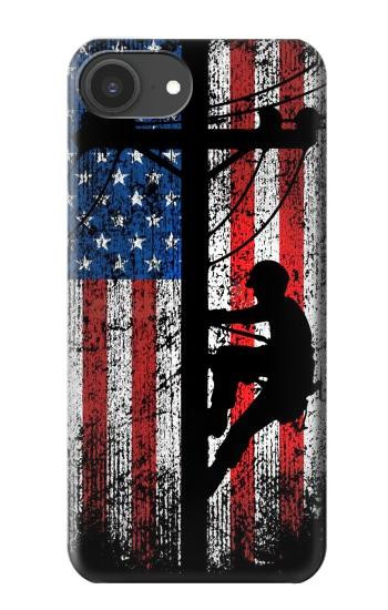 S3803 Électricien monteur de lignes drapeau américain Etui Coque Housse pour iPhone 16e, 17e