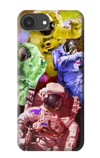 S3914 Galaxie colorée de costume d'astronaute de nébuleuse Etui Coque Housse pour iPhone 16e, 17e