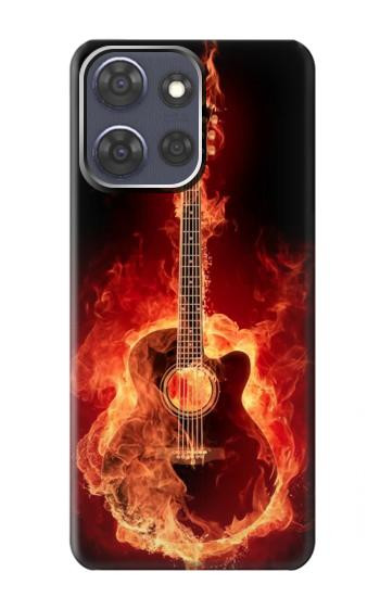 S0415 Graver guitare feu Etui Coque Housse pour Motorola Moto G Power (2025)