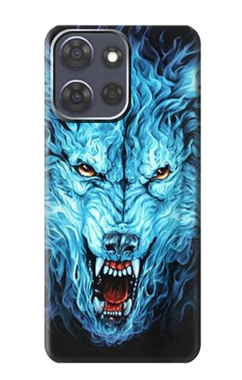 S0752 Feu bleu Loup Etui Coque Housse pour Motorola Moto G Power (2025)