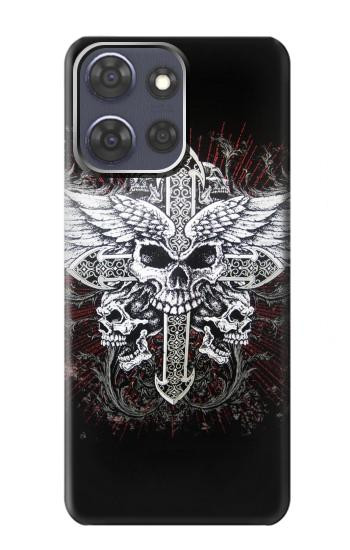 S1434 Crâne Tatouage Motard Aile Etui Coque Housse pour Motorola Moto G Power (2025,2026)
