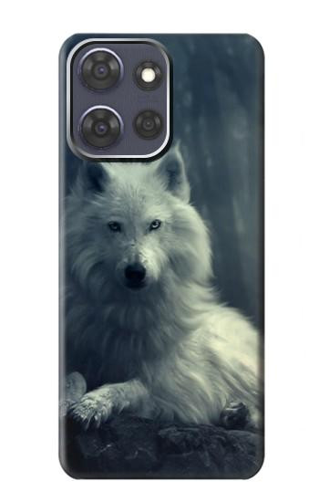 S1516 Loup blanc Etui Coque Housse pour Motorola Moto G Power (2025,2026)